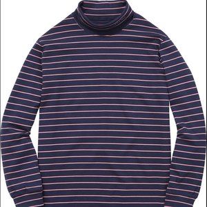 SUPREME SS16 Striped Long Sleeve Turtleneck Tee in Navy/Pink -  UNISEX.